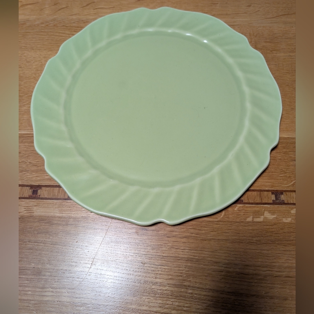 Vintage Medicine Hat Potteries Chop Plate In Celadon
